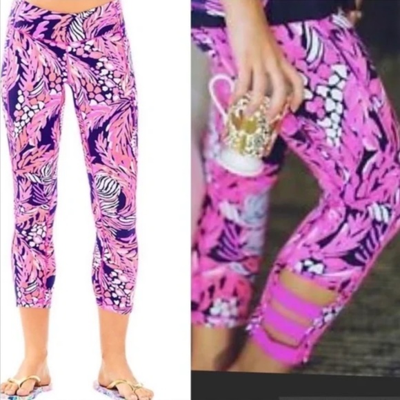 Lilly Pulitzer  'A Jungle in Here' Luxletic Weekender Cropped Leggings UPF50+ XS - Picture 2 of 4